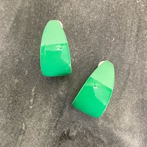Vintage Green Hoop Clip On Earrings